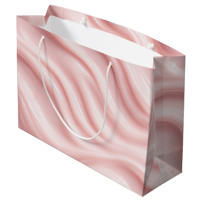 Sacola Para Presentes Grande Design Abstrato Creme Rosa (Verso inclinado)