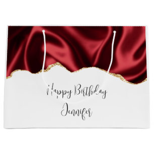 Sacola Para Presentes Grande Design Abstrato de Satin Wavy Satin Dark Red Glam