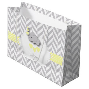 Sacola Para Presentes Grande Design amarelo do elefante - chá do bebé
