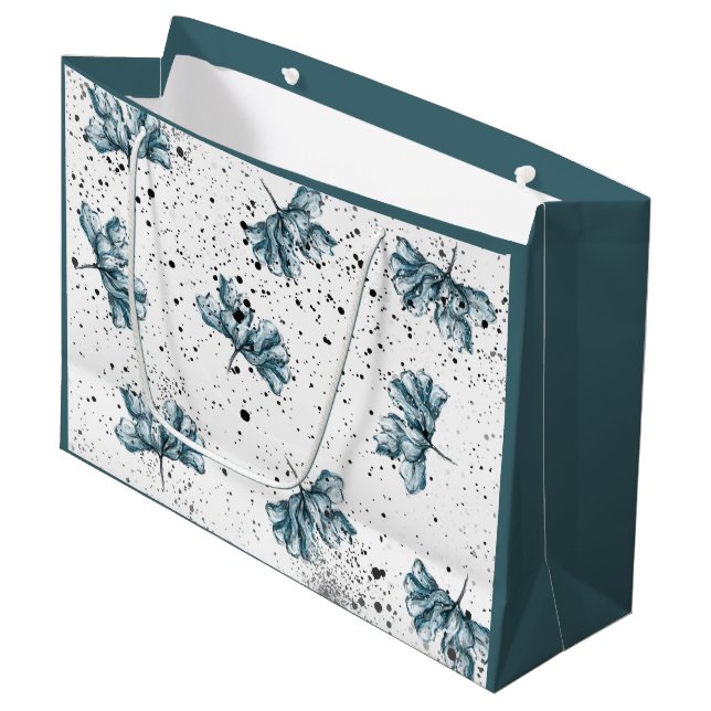 Sacola Para Presentes Grande Design azul pintado à mão (Frente inclinada)