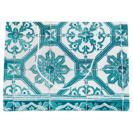 Sacola Para Presentes Grande Design azul português tradicional dos azulejos