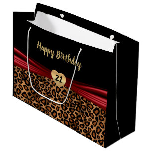 Sacola Para Presentes Grande Design bonito do leopardo de Brown