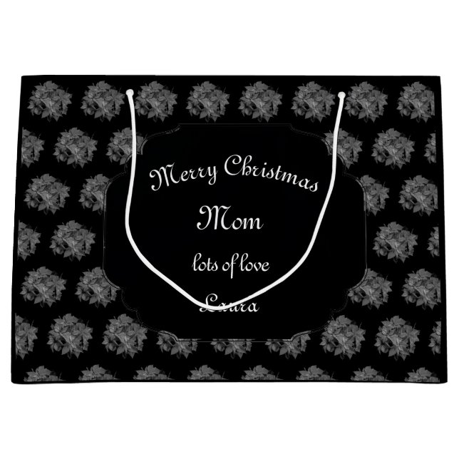 Sacola Para Presentes Grande Design da poinsétia da mamã do Feliz Natal (Frente)