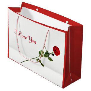 Sacola Para Presentes Grande Design da rosa vermelha eu te amo