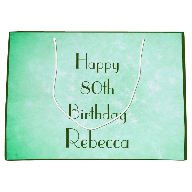 Sacola Para Presentes Grande design de aniversário de 80 na moda Happy (Frente)