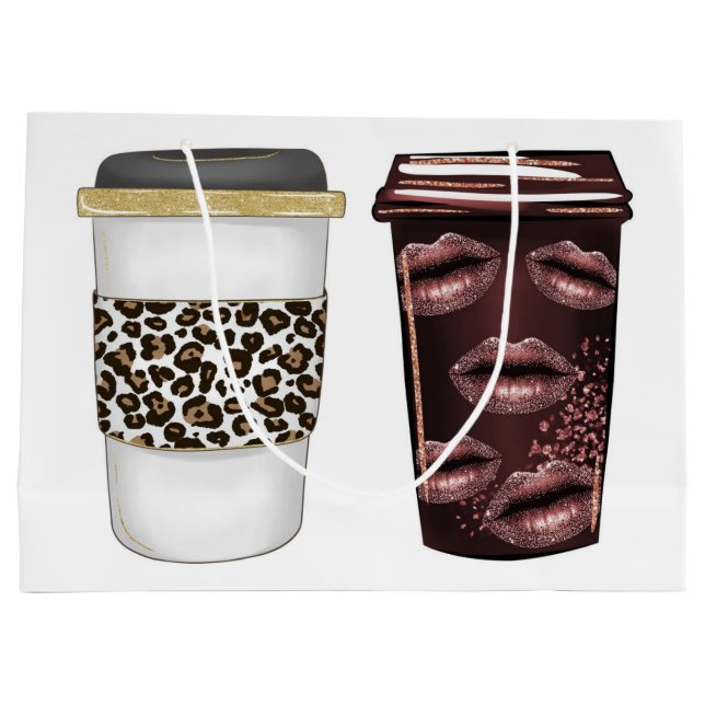 Sacola Para Presentes Grande Design de café quente - Bebida Comprada (Verso)