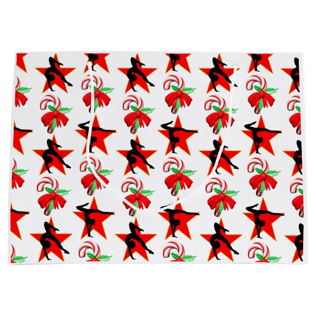 Sacola Para Presentes Grande Design DE CANDA DE NATAL GYMNAST (Frente)