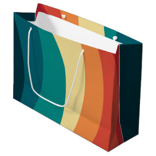 Sacola Para Presentes Grande Design de curvas coloridas de estilo retrógrado