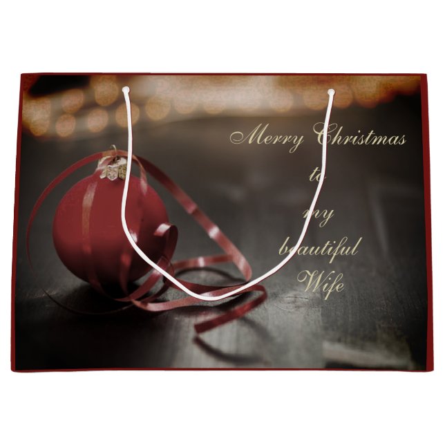 Sacola Para Presentes Grande Design de Feliz Natal Personalizado (Frente)