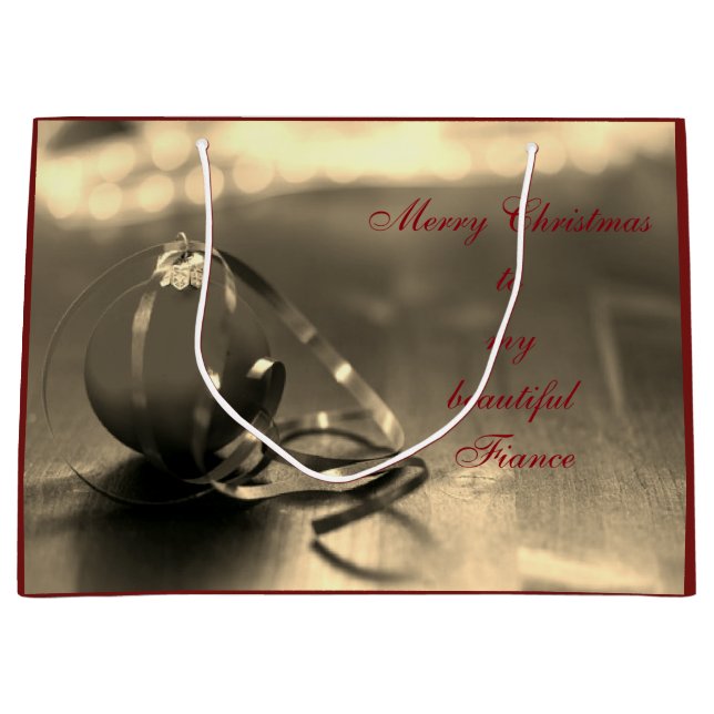 Sacola Para Presentes Grande Design de Fim de Natal Personalizado (Frente)