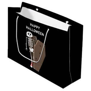Sacola Para Presentes Grande Design de Halloween de Skeleton e Coffin