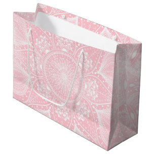 Sacola Para Presentes Grande Design de mandala branca elegante