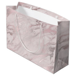 Sacola Para Presentes Grande Design de mármore Dourada rosa