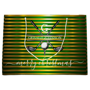 Sacola Para Presentes Grande Design de Monograma de Golfe Elegante Minimalista