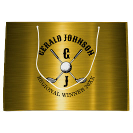 Sacola Para Presentes Grande Design de Monograma de Golfe Minimalista Elegante