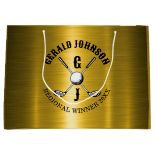 Sacola Para Presentes Grande Design de Monograma de Golfe Minimalista Elegante