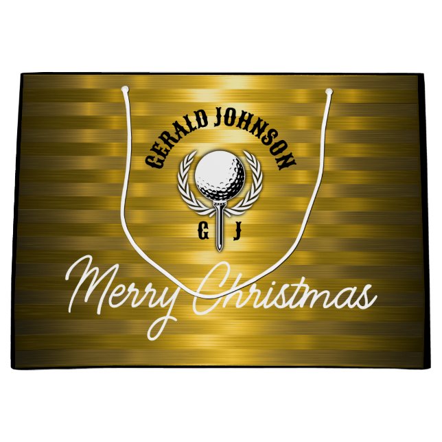 Sacola Para Presentes Grande Design de Monograma Elegante Personalizado (Frente)