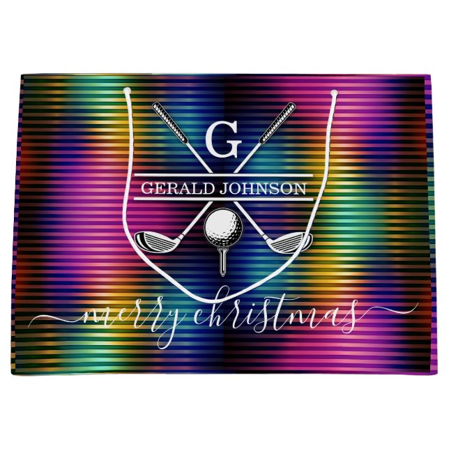 Sacola Para Presentes Grande Design de Monograma Elegante Personalizado de Linh (Frente)