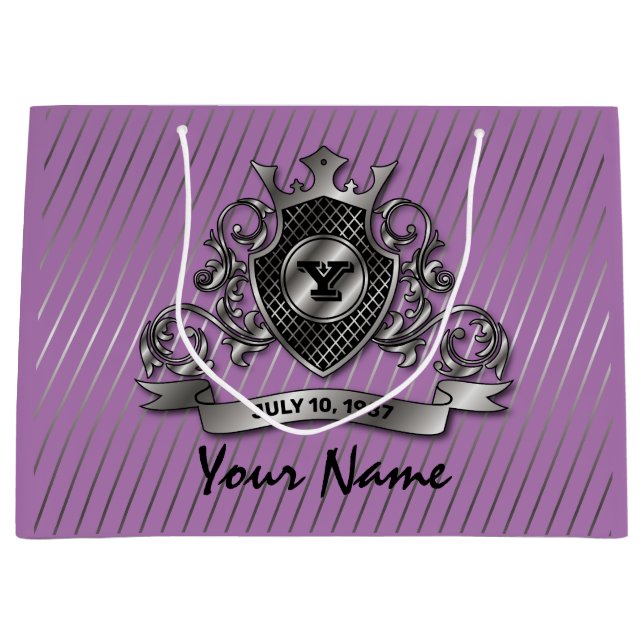 Sacola Para Presentes Grande Design de Monograma Elegante Personalizado de Prat (Frente)