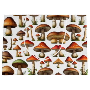 Sacola Para Presentes Grande Design de Padrão de Coleta de Cogumelos