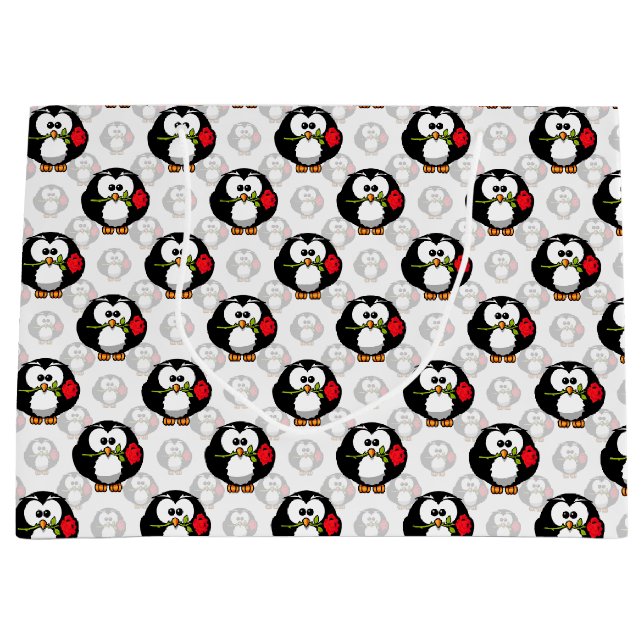 Sacola Para Presentes Grande Design de Pinguim-Cute (Frente)