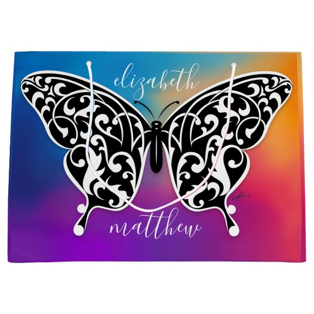 Sacola Para Presentes Grande Design de Sac de Presente de Borboleta Elegante po (Frente)