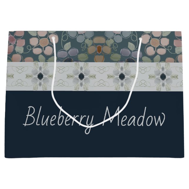 Sacola Para Presentes Grande Design Floral com Azul (Frente)