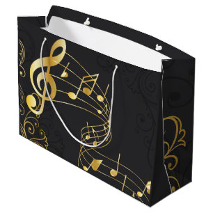 Sacola Para Presentes Grande Design luxuoso elegante da nota musical
