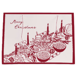 Sacola Para Presentes Grande Design Minimalista de Mesa Feliz Natal Personaliza