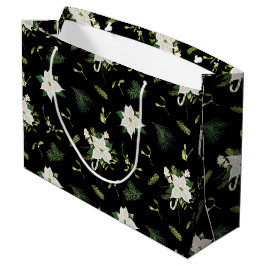 Sacola Para Presentes Grande Design Moderno de Bolsa de Presente Preta com Flor