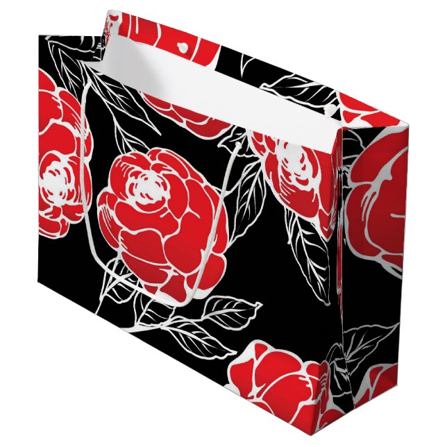 Sacola Para Presentes Grande Design Rosa para ventilador japonês (Frente inclinada)