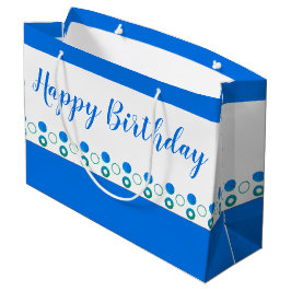 Sacola Para Presentes Grande Designer Blue Polka-Dot Birthday