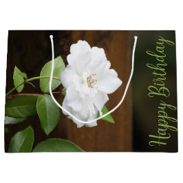Sacola Para Presentes Grande Designer de Rosa de Jardim Branco