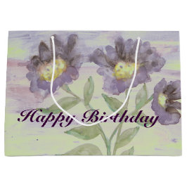 Sacola Para Presentes Grande Designer Flor Roxo