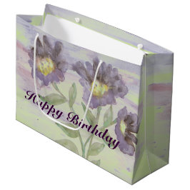Sacola Para Presentes Grande Designer Flor Roxo
