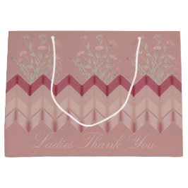 Sacola Para Presentes Grande Designer Floral Rosa Elegante