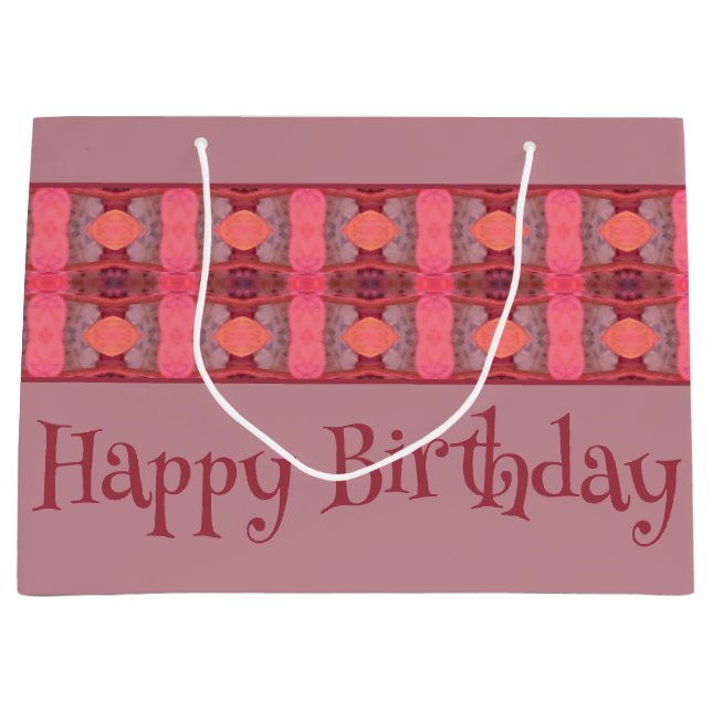 Sacola Para Presentes Grande Designer Padrão Mauve E Peach (Frente)