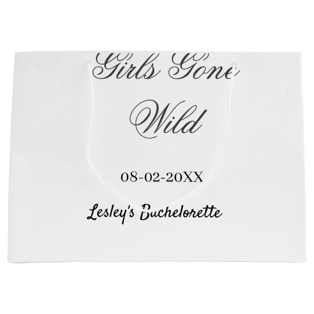 Sacola Para Presentes Grande Despedida de solteira Girls Gone wild nome da data (Frente)