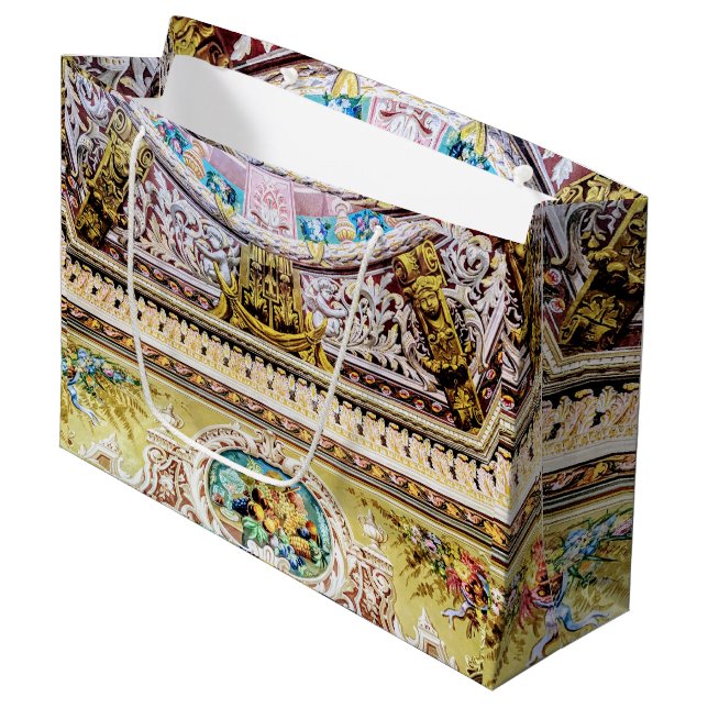 Sacola Para Presentes Grande Deusa Dourada Luxuosa Rosa da Colheita (Frente inclinada)