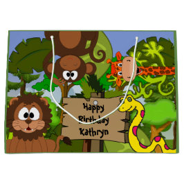Sacola Para Presentes Grande Dia da Selva Personalizada