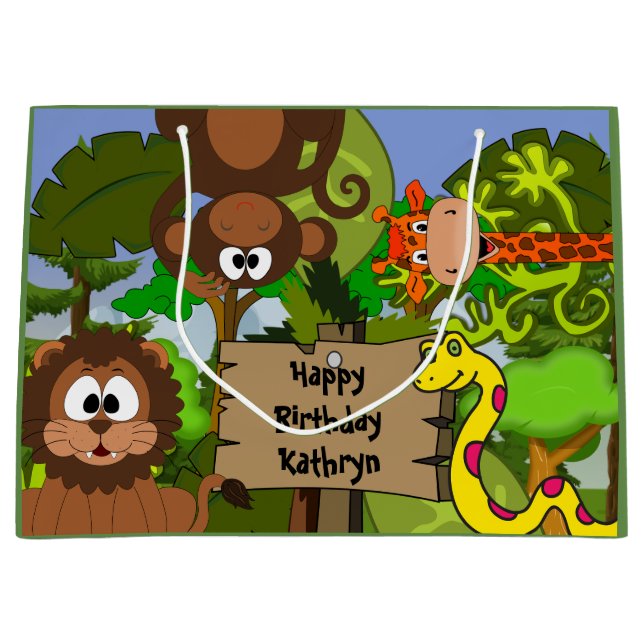 Sacola Para Presentes Grande Dia da Selva Personalizada (Frente)