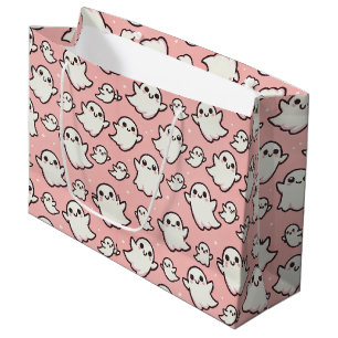 Sacola Para Presentes Grande Dia das Bruxas do Partido Fantasma Rosa Spooky