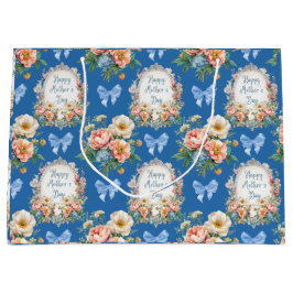 Sacola Para Presentes Grande Dia de as mães Cerulean Blue