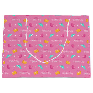 Sacola Para Presentes Grande Dia de as mães de chapéus, corações e bolsas