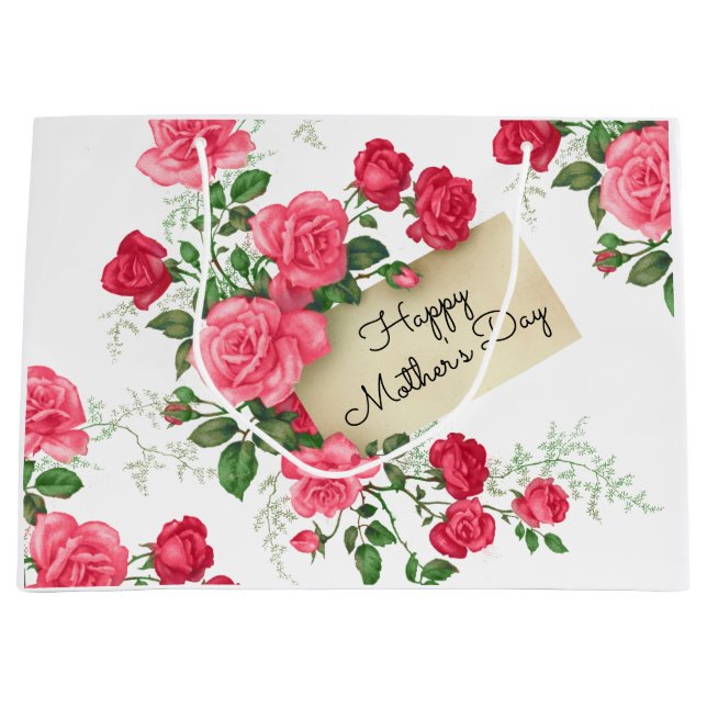 Sacola Para Presentes Grande Dia de as mães Feliz (Frente)