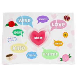 Sacola Para Presentes Grande Dia de as mães Melhor Mãe Palavras Nuvens Rainha A