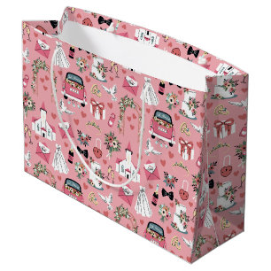 Sacola Para Presentes Grande Dia de Casamento em Rosa