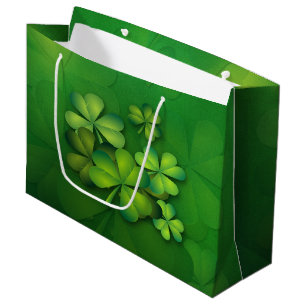 Sacola Para Presentes Grande Dia de São Patrício - trevos/trevos