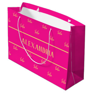 Sacola Para Presentes Grande Dia do Namorados Quente-Rosa XOXO Personalizado