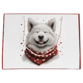 Sacola Para Presentes Grande Dia dos Namorados Samoyed Dog